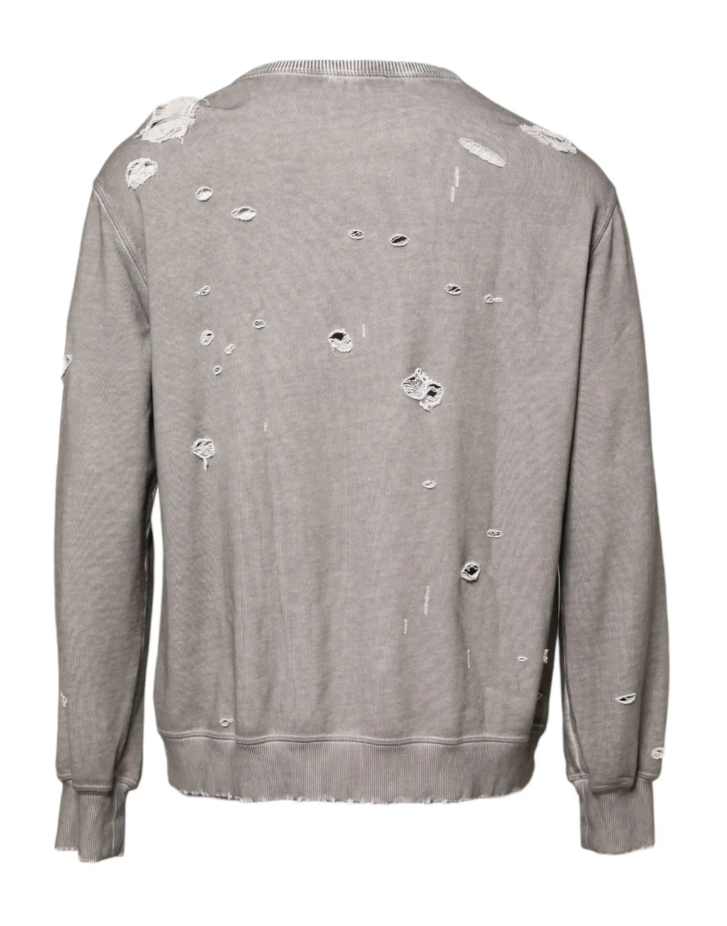 Sweatshirt dolce gabbana gris à logo avec rips et bords effilochés visible au dos