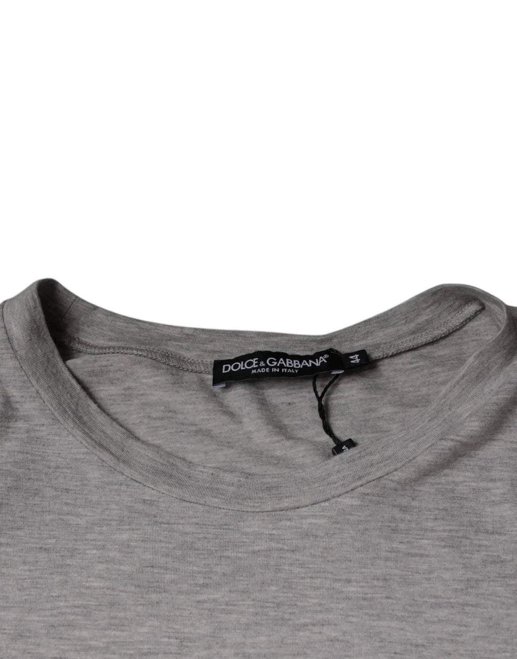 T-shirt dolce gabbana gris en coton chiné avec logo imprimé et étiquette noire dans le col