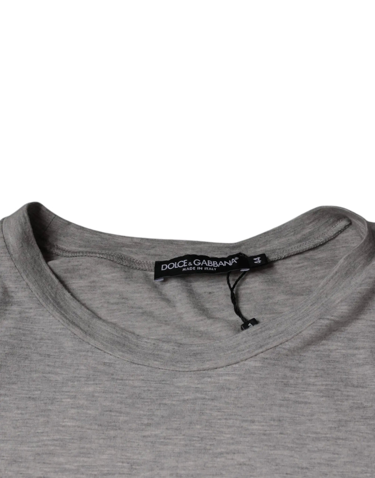 T-shirt dolce gabbana gris en coton chiné avec logo imprimé et étiquette noire dans le col