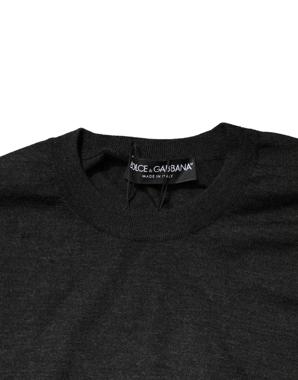 Pull noir dolce & gabbana à col rond classique en maille fine, pull gris à manches longues pour homme