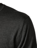 Pull à col rond gris dolce & gabbana en maille texturée noire avec encolure côtelée et couture dépaule