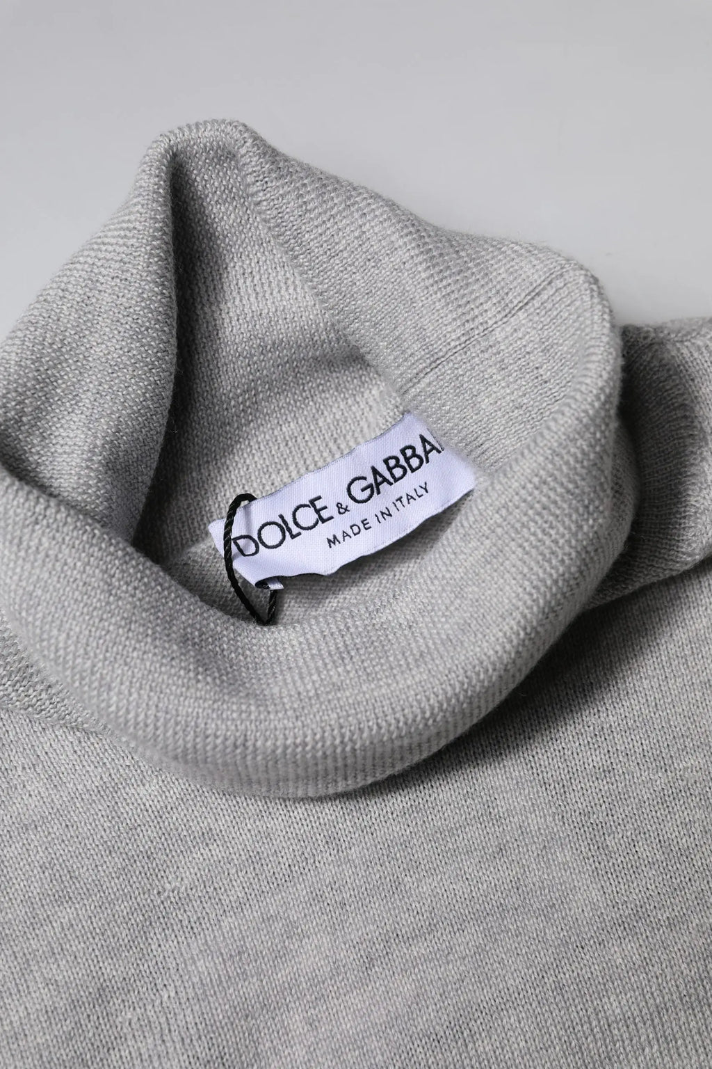 Pull col roulé dolce & gabbana gris à manches longues en maille côtelée