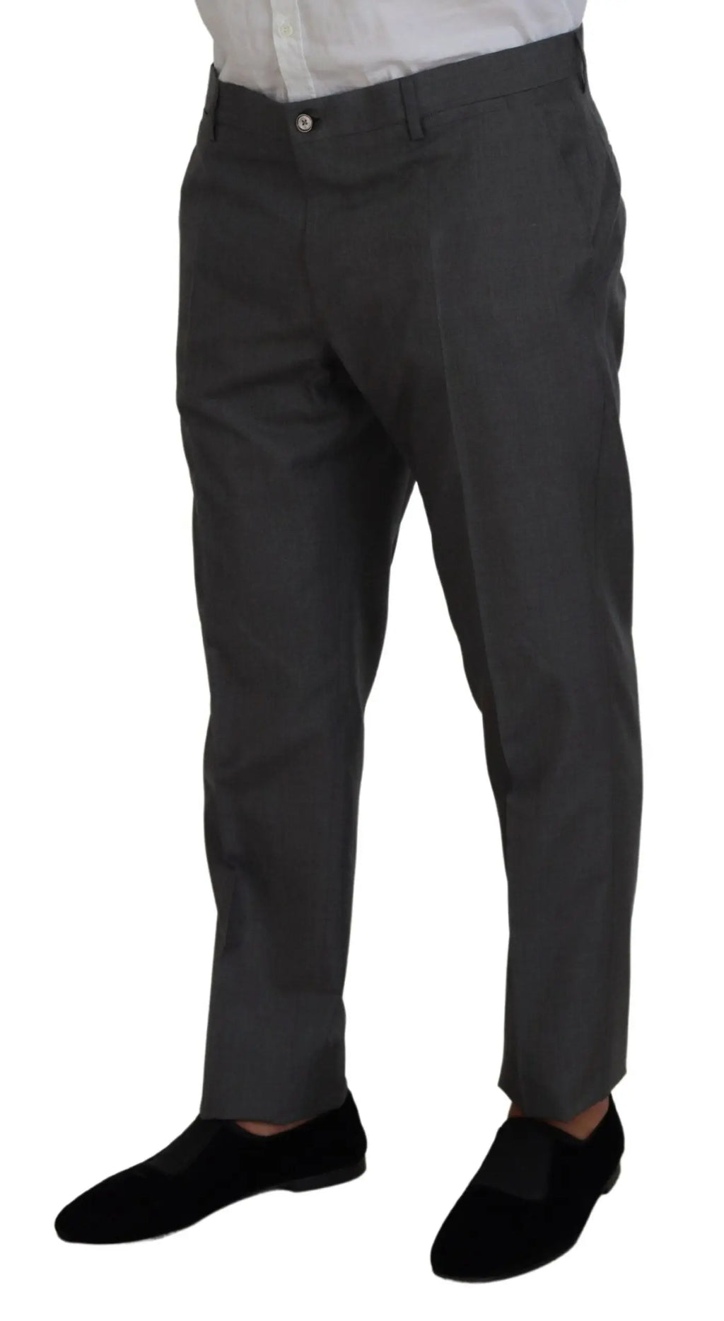Pantalon formel gris foncé dolce & gabbana martini slim fit avec coupe droite et plis subtils à lavant
