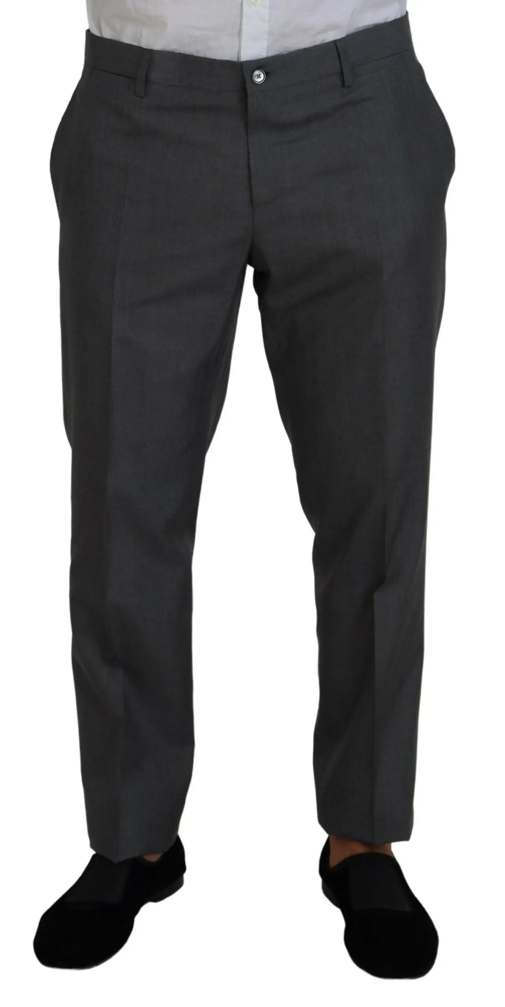 Pantalon formel gris foncé dolce & gabbana martini coupe slim avec jambes droites et plis subtils