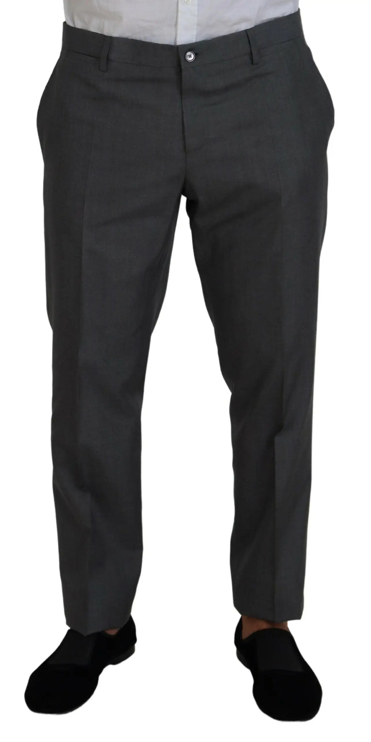 Pantalon formel gris foncé dolce & gabbana martini coupe slim avec jambes droites et plis subtils