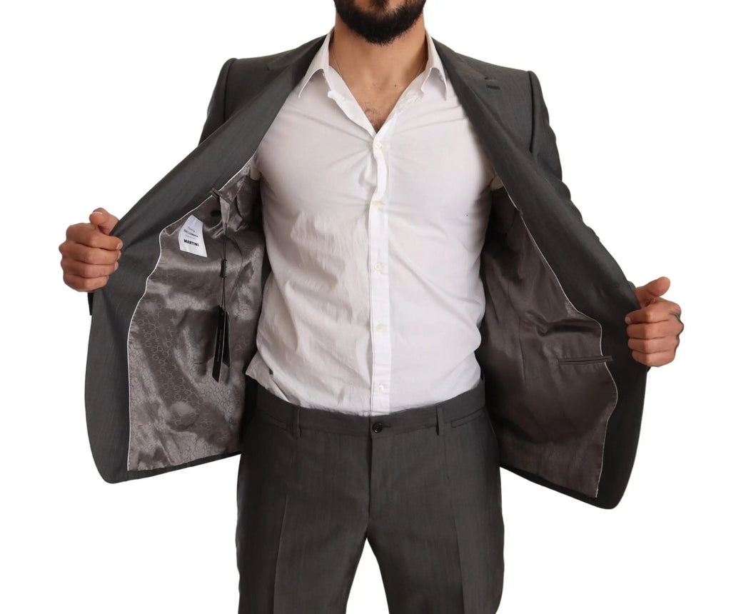 Veste de costume ajustée dolce & gabbana gris foncé avec doublure texturée subtile en métal martini slim fit