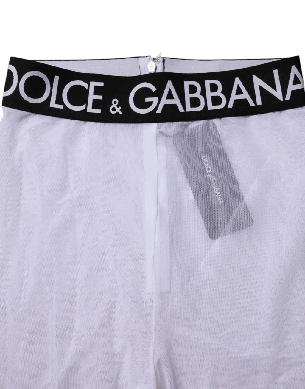 Caleçon dolce & gabbana blanc avec ceinture élastique noire et logo blanc, leggings gris en nylon mi-taille dg