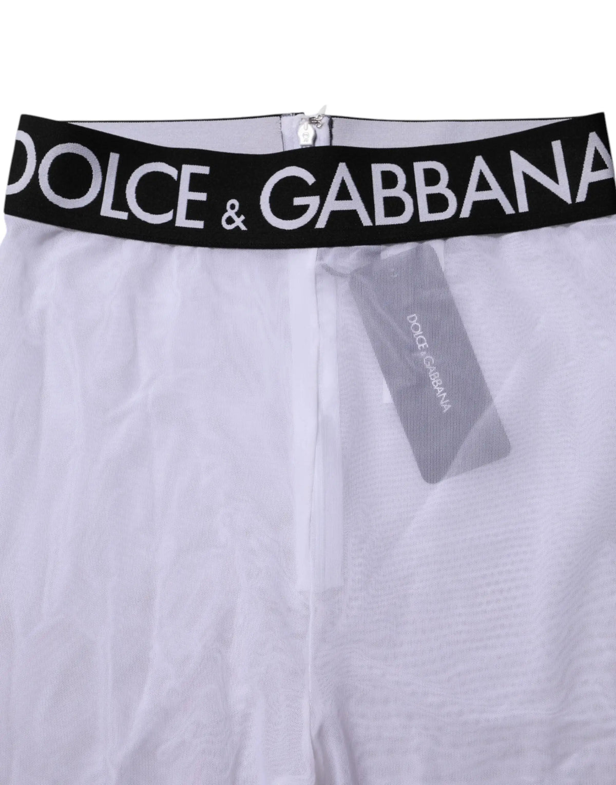 Caleçon dolce & gabbana blanc avec ceinture élastique noire et logo blanc, leggings gris en nylon mi-taille dg