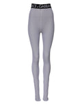 Legging dolce & gabbana gris en nylon mi taille avec texture côtelée et taille noire logo dg