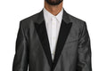 Veste de costume tuxedo dolce & gabbana noire et grise texturée avec un léger brillant et revers crantés classiques