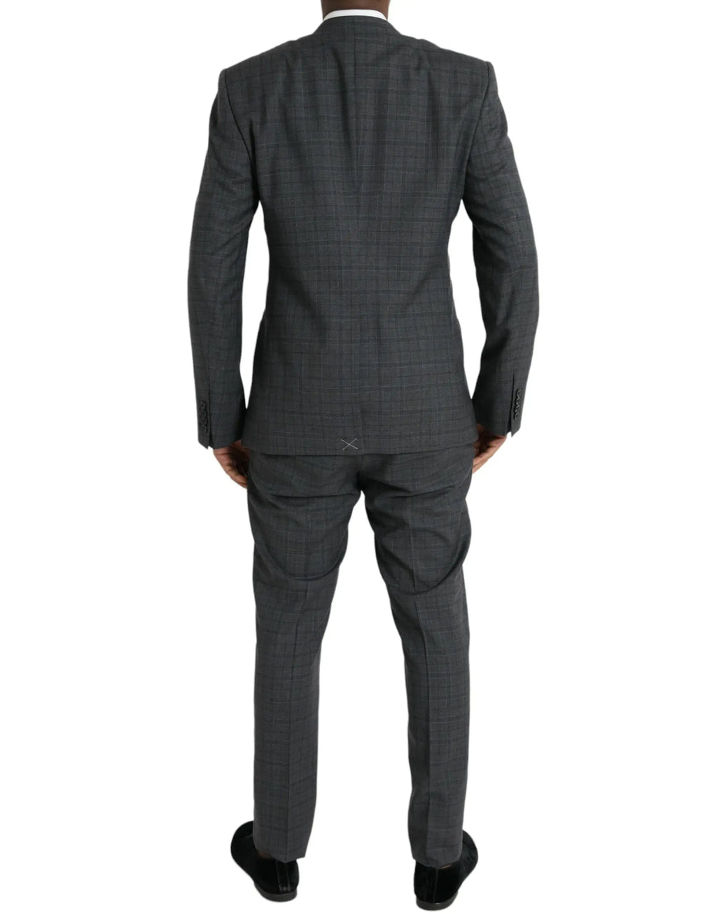 Costume deux pièces dolce & gabbana en laine gris à carreaux avec coupe ajustée et design classique formel