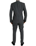 Costume deux pièces dolce & gabbana en laine gris à carreaux avec coupe ajustée et design classique formel