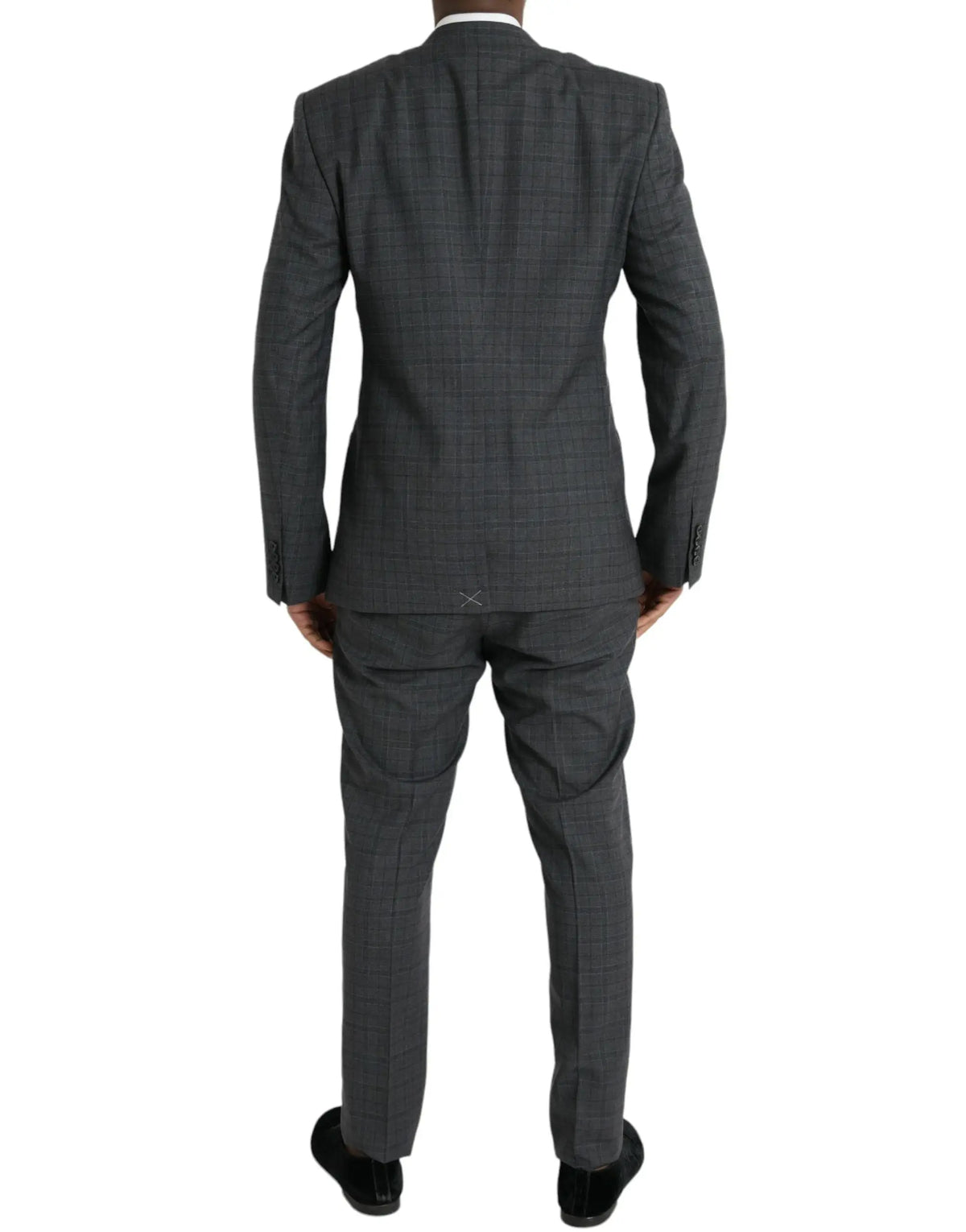 Costume deux pièces dolce & gabbana en laine gris à carreaux avec coupe ajustée et design classique formel