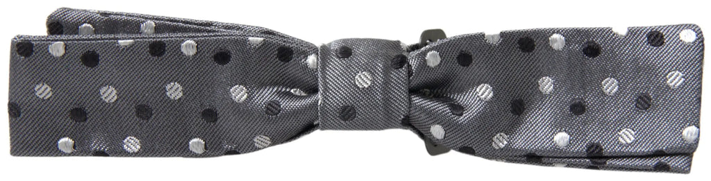 Noeud papillon réglable pour homme dolce & gabbana en soie grise à pois noirs et argentés