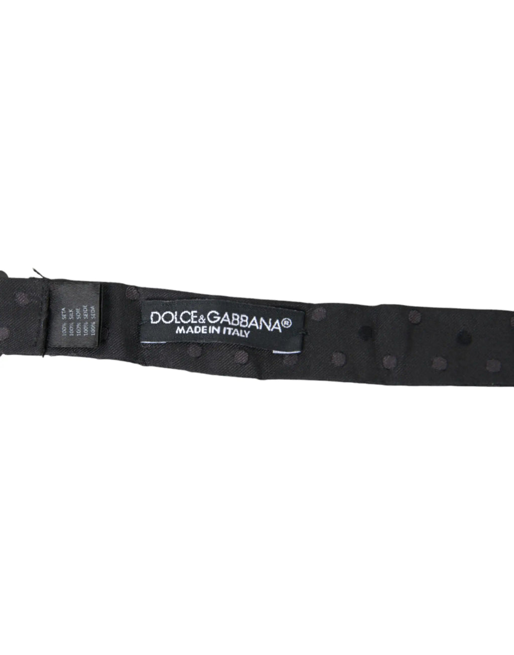 Ceinture dolce & gabbana noire en cuir avec pois subtils et design minimaliste assortie à un nœud papillon gris en soie