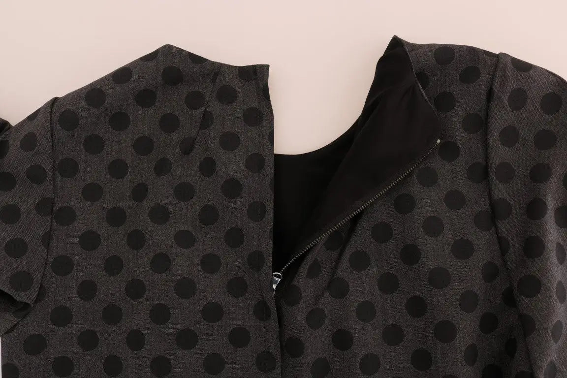 Blazer noir à pois avec tissu texturé subtil et doublure intérieure noire contrastante pour robe en laine stretch dolce & gabbana