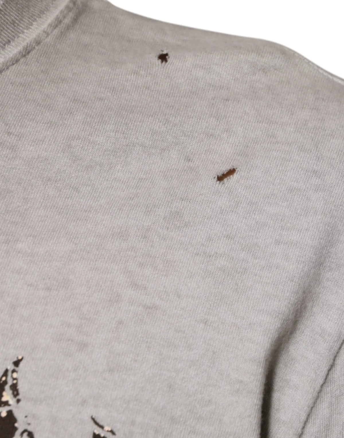 Dolce & gabbana gris sweatshirt en coton à col rond avec tissage texturé et détail graphique noir subtil en bas