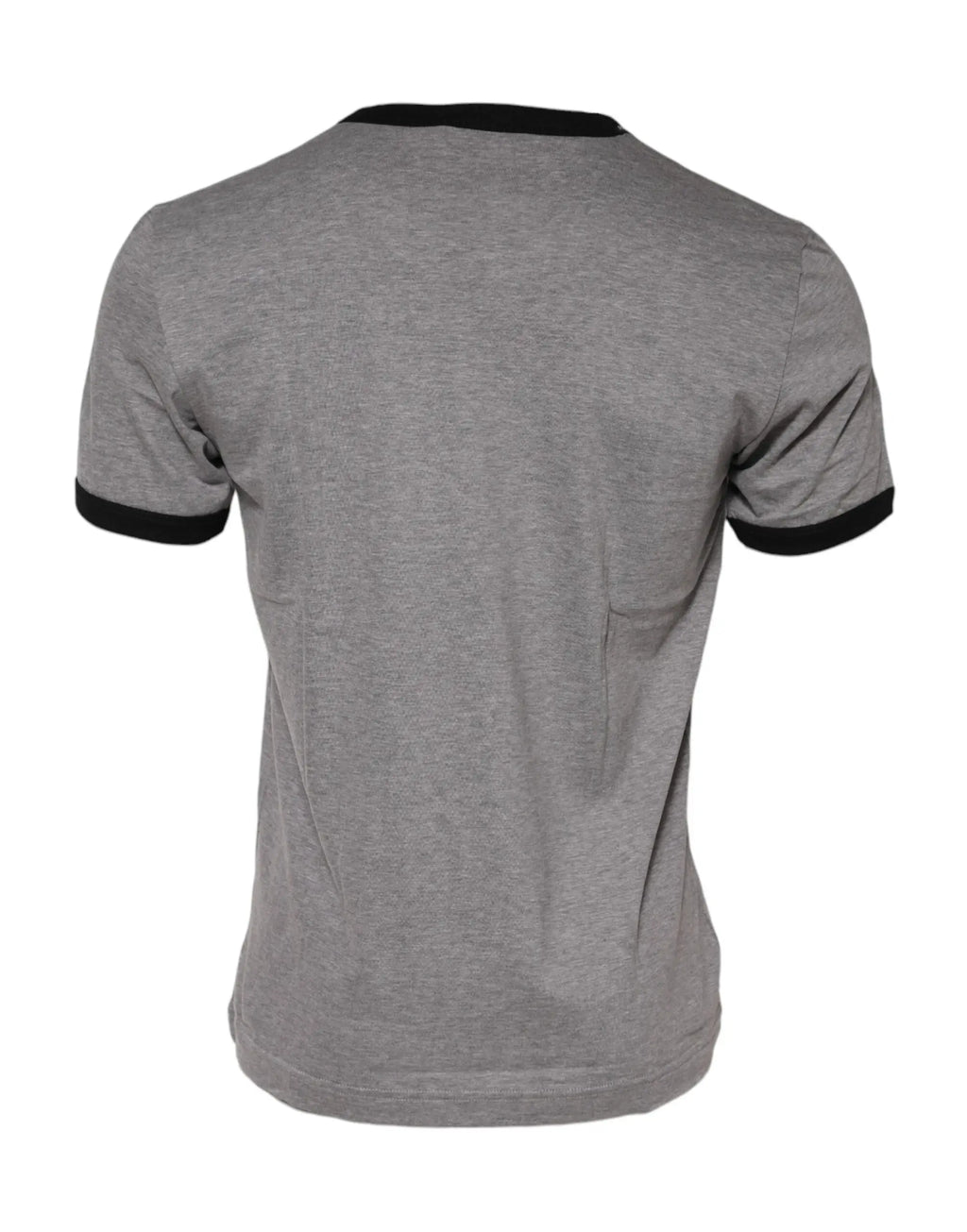 Dolce & gabbana t-shirt gris en coton avec col rond et bordures noires en côte sur le col et les manches