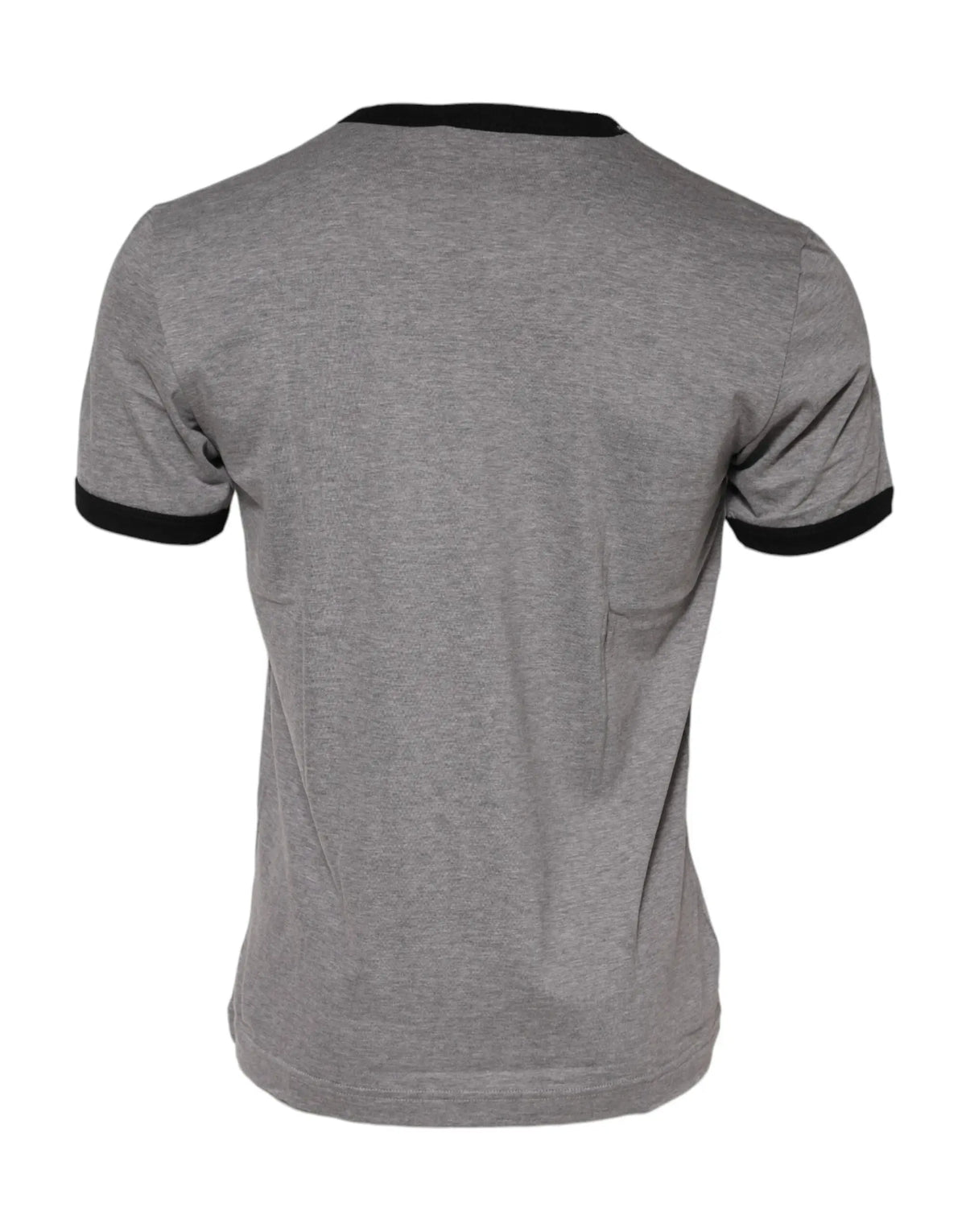 Dolce & gabbana t-shirt gris en coton avec col rond et bordures noires en côte sur le col et les manches