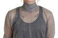 Pull dolce & gabbana gris en maille fine transparente avec col roulé haut et tissu semi-transparent