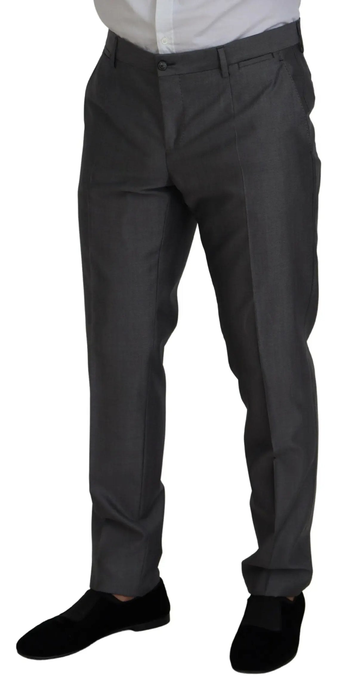 Pantalon formel gris foncé dolce & gabbana sicilia avec coupe slim et plis subtils élégants