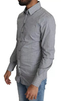 Chemise grise pour homme dolce & gabbana sicilia à pois subtils col classique semi ajustée formelle
