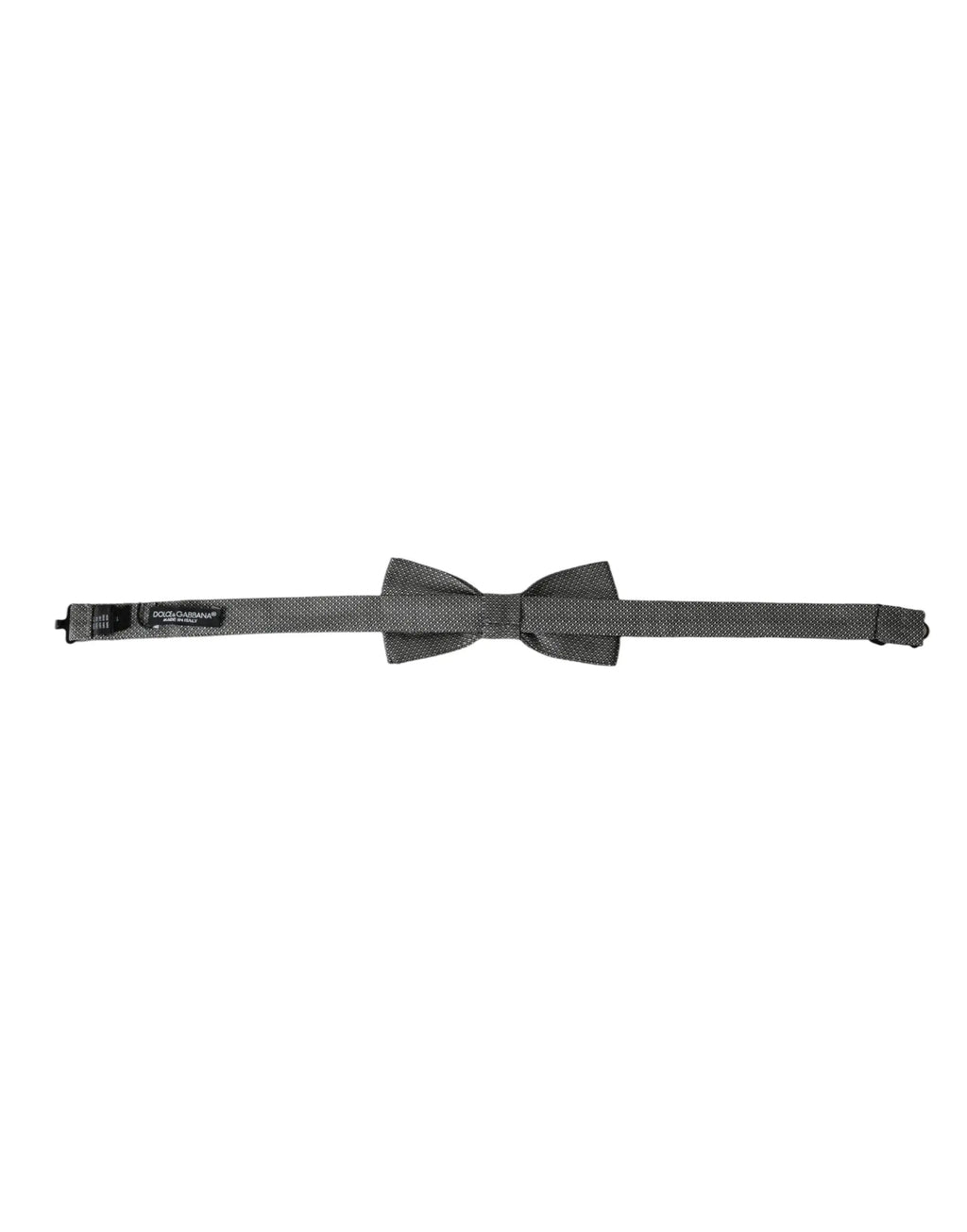 Un noeud papillon dolce & gabbana gris en soie avec motif et tissage texturé ajustable pour un ajustement parfait