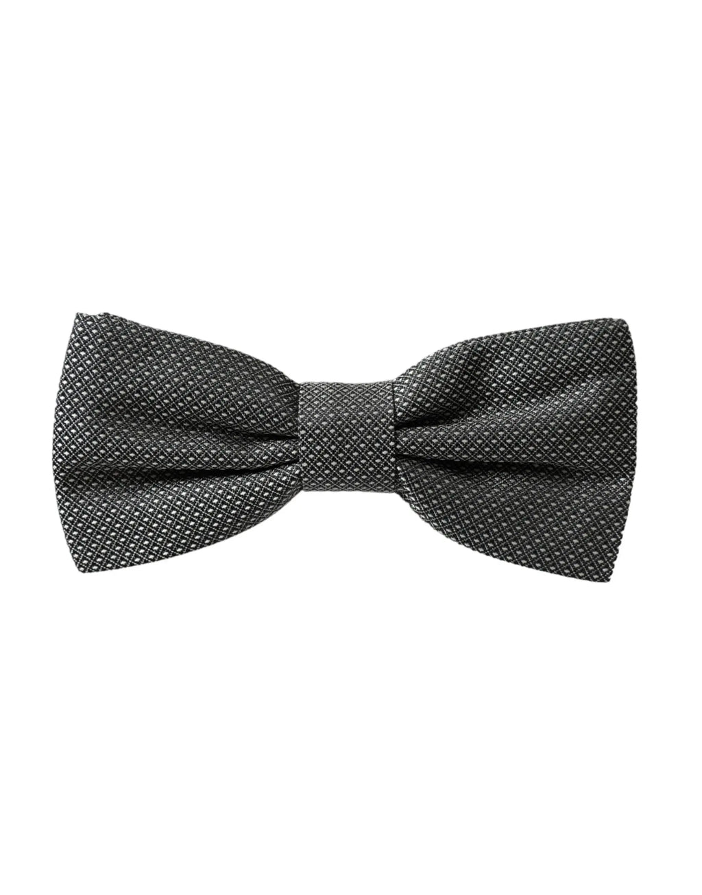 Un noeud papillon homme dolce & gabbana en soie grise ajustable avec un tissage discret en diamant noir élégant