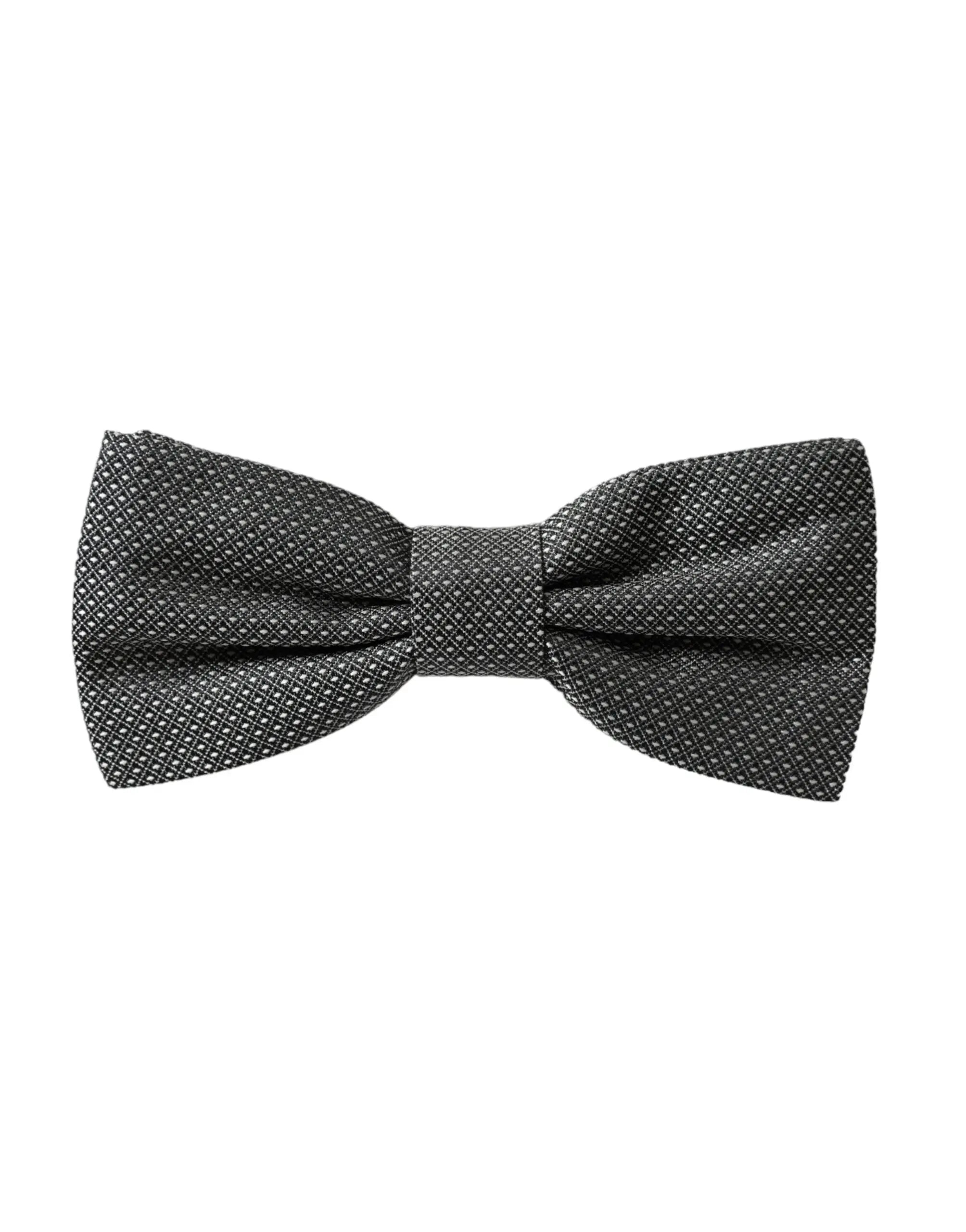 Un noeud papillon homme dolce & gabbana en soie grise ajustable avec un tissage discret en diamant noir élégant