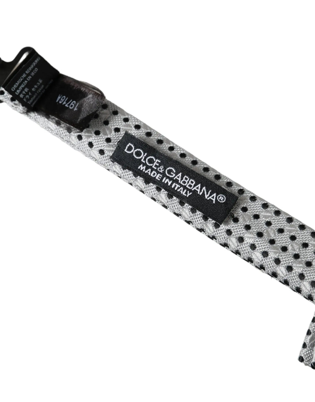 Dolce & gabbana cravate en soie noire et blanche à pois pour homme avec nœud papillon ajustable gris polka dot