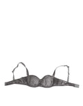 Dolce & Gabbana gray silk balconette bra with underwire gray satin and delicate lace detailing and adjustable straps