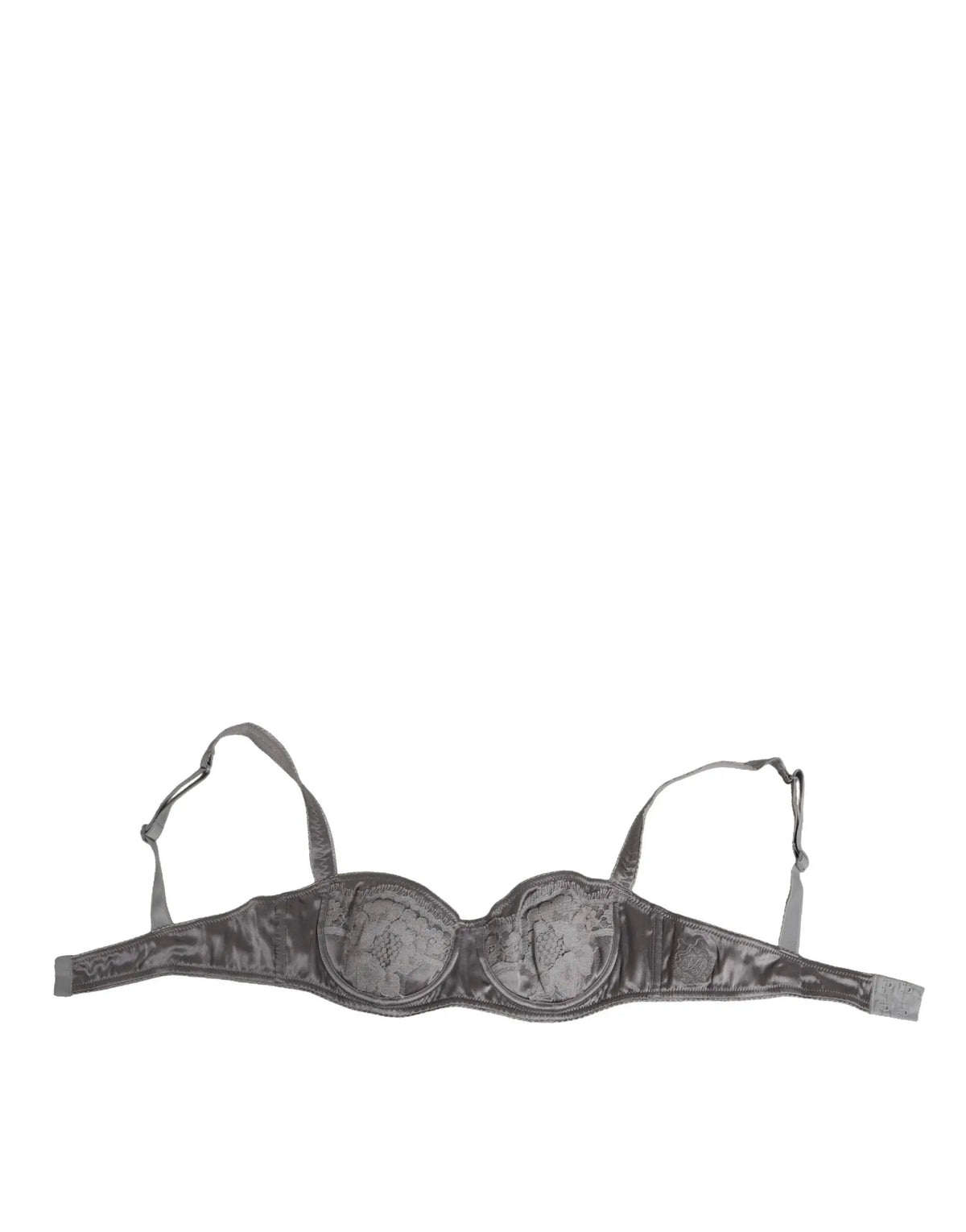 Dolce & Gabbana gray silk balconette bra with underwire gray satin and delicate lace detailing and adjustable straps