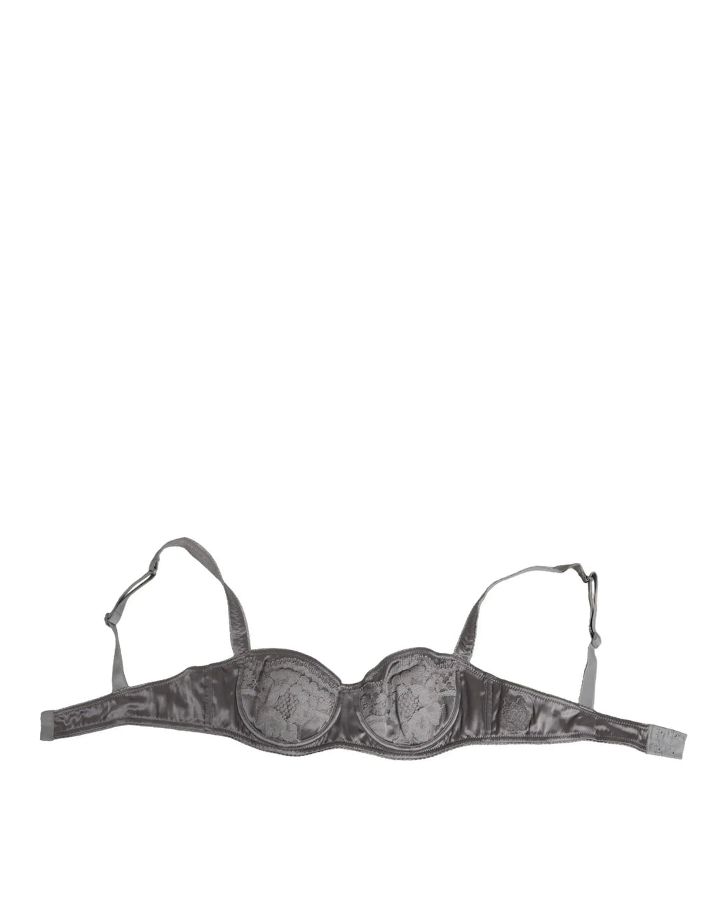 Dolce & gabbana soutien-gorge balconnet gris en soie avec armatures en satin et dentelle délicate à bretelles ajustables