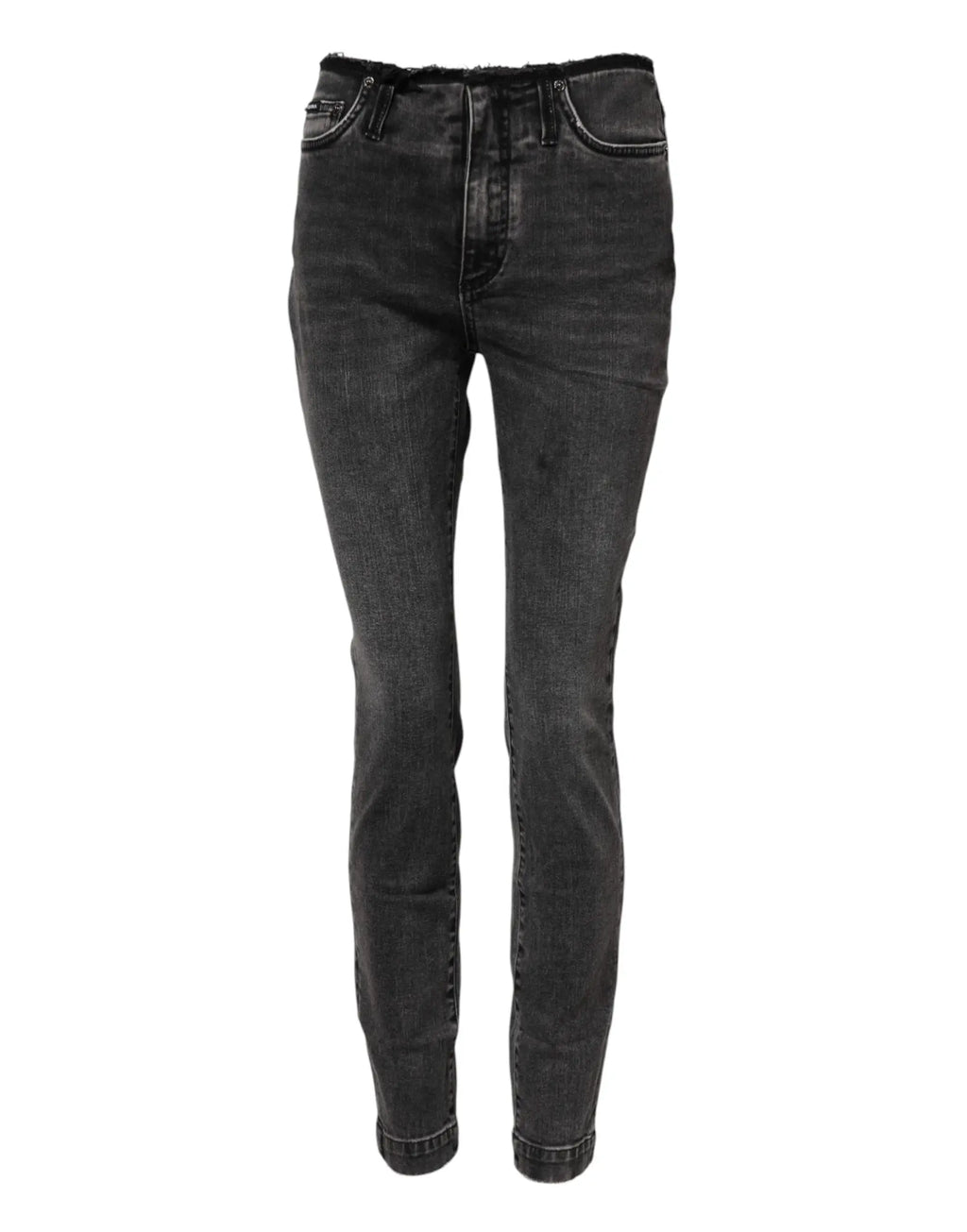 Jean slim gris dolce & gabbana en coton à taille mi-haute avec détails déchirés et coupe ajustée