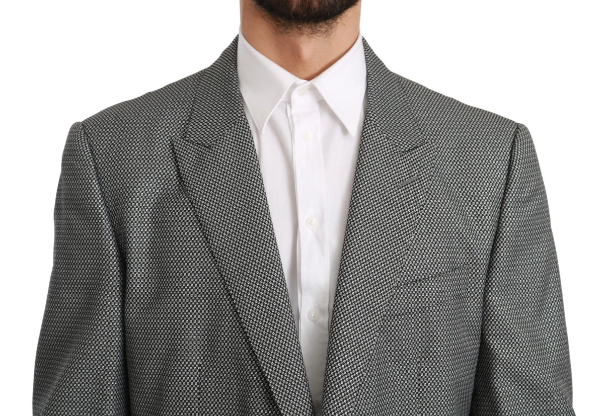 Blazer dolce & gabbana slim fit gris texturé avec motif géométrique subtil pour tenue formelle