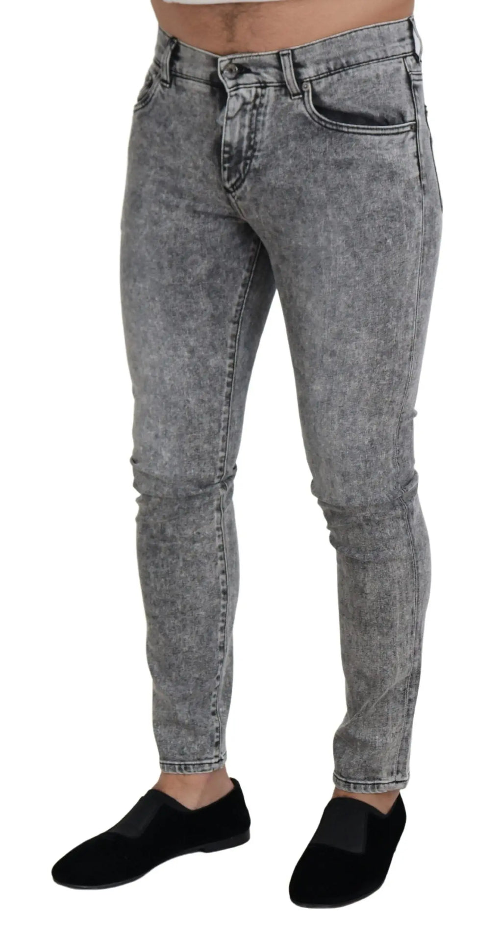 Dolce & Gabbana jean slim gris délavé en coton extensible avec effet usé et coupe skinny classique