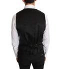 Gilet dolce & gabbana en laine grise 100 pour cent avec coupe ajustée et finition satinée noire