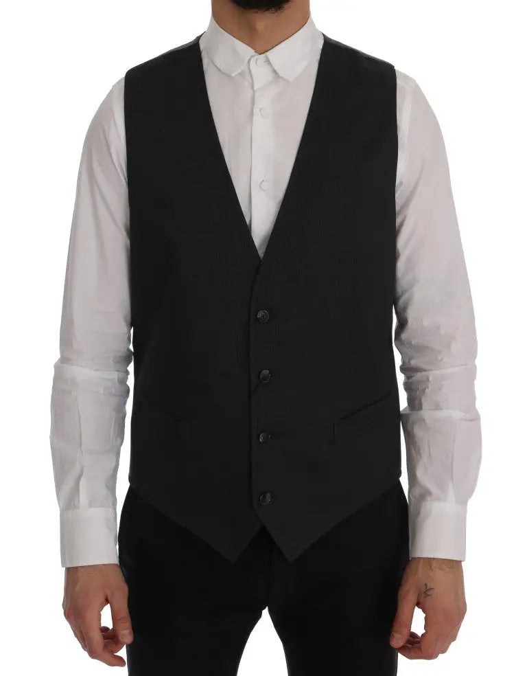 Dolce & gabbana gilet homme noir en coton et rayonne avec cinq boutons et coupe ajustée style staff