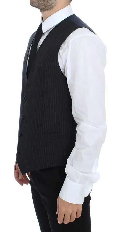 Dolce & gabbana gilet de costume formel gris en tissu stretch avec coupe classique et boutons assortis
