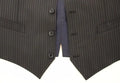 Dolce & gabbana gilet gris en tissu extensible avec fines rayures charbon et doublure intérieure bleu marine subtil