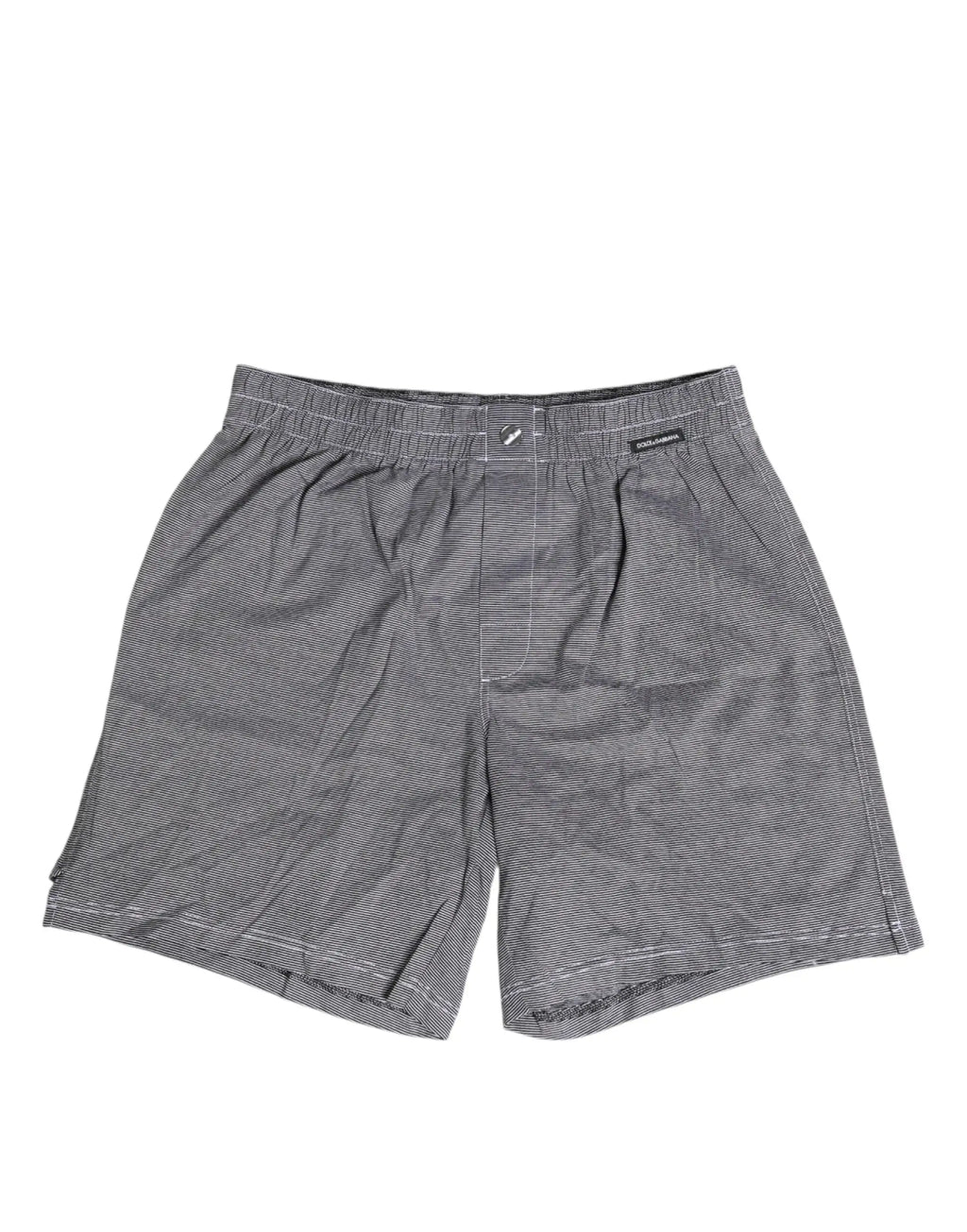 Dolce & gabbana boxer en coton gris à rayures avec couture blanche au bord, coupe régulière