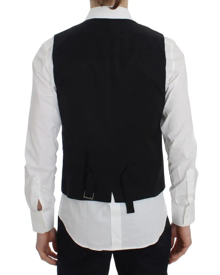 Dolce & Gabbana gray striped formal vest with sleek black tailored design and subtle front closure details