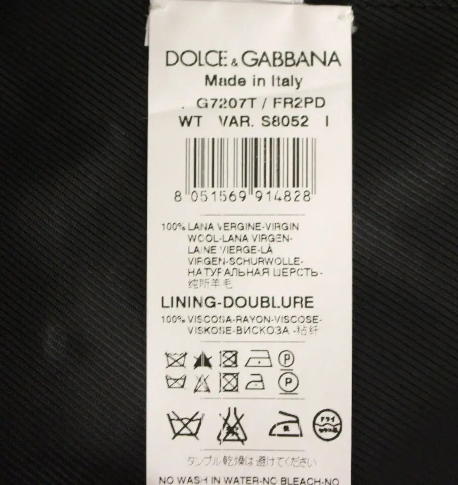 Étiquette de soin blanche dolce & gabbana en laine vierge 100 et doublure viscose 100 pour gilet à rayures gris
