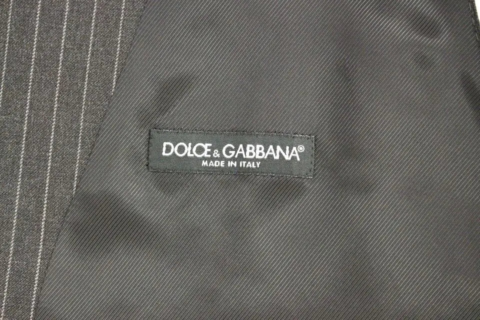 Veste dolce & gabbana gris foncé à rayures en laine avec étiquette made in italy pour homme