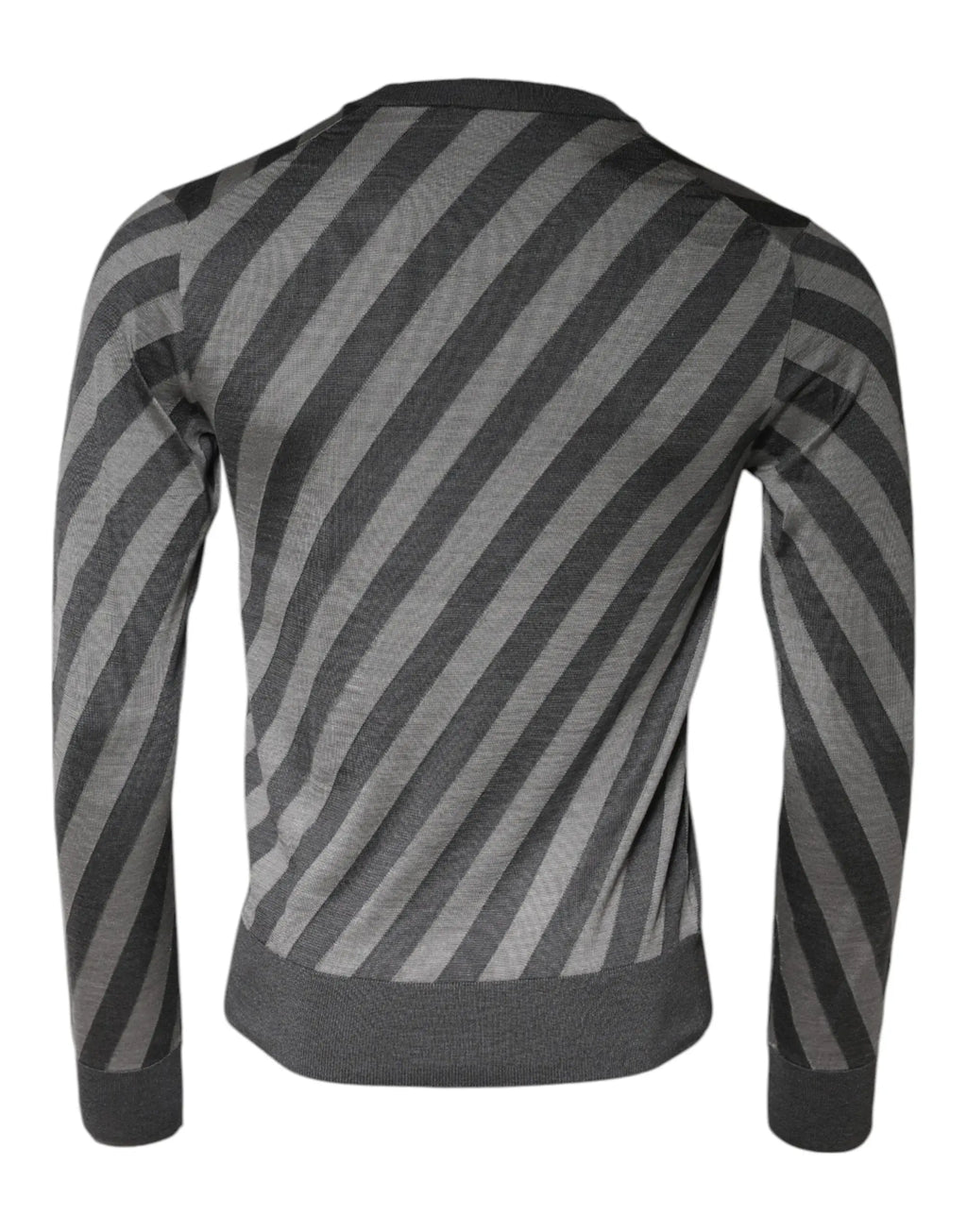 Pull-over dolce & gabbana gris à manches longues à rayures diagonales en maille texturée pour homme
