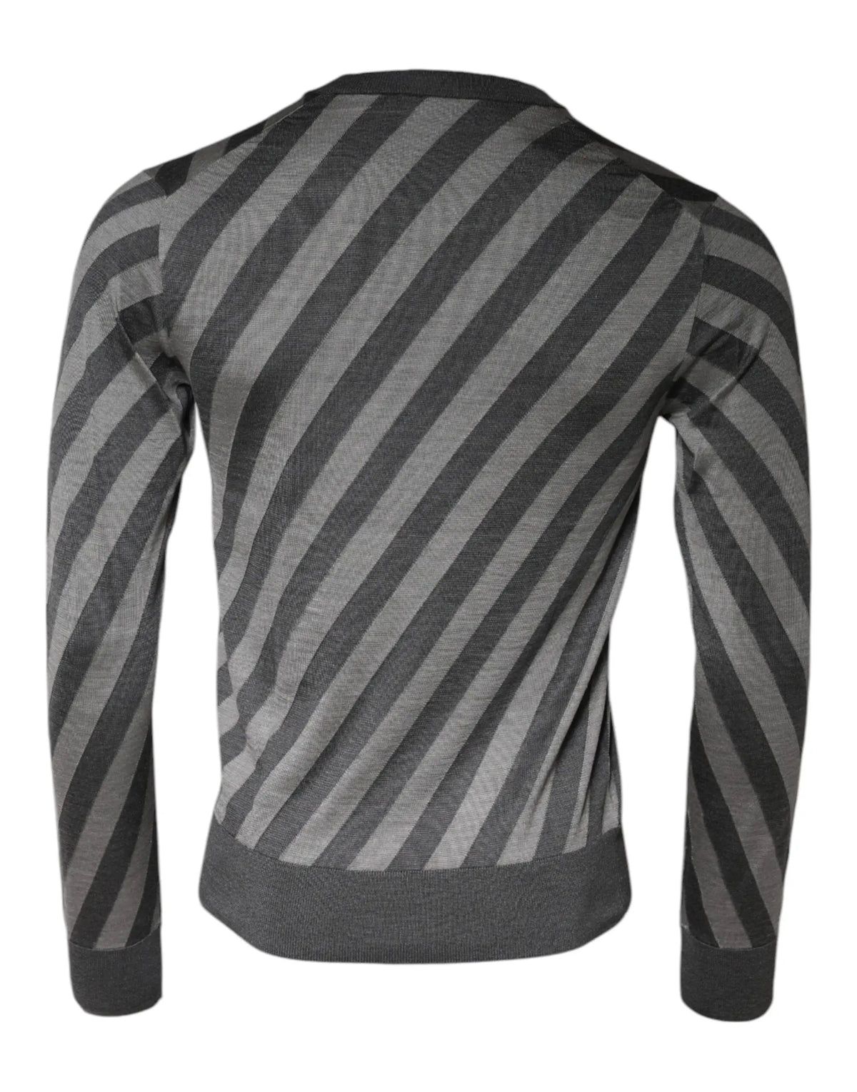 Pull-over dolce & gabbana gris à manches longues à rayures diagonales en maille texturée pour homme