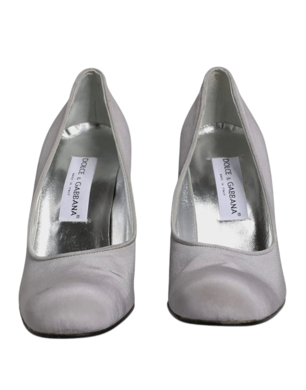 Chaussures dolce & gabbana escarpins gris en daim avec talons hauts pour femme en satin argenté