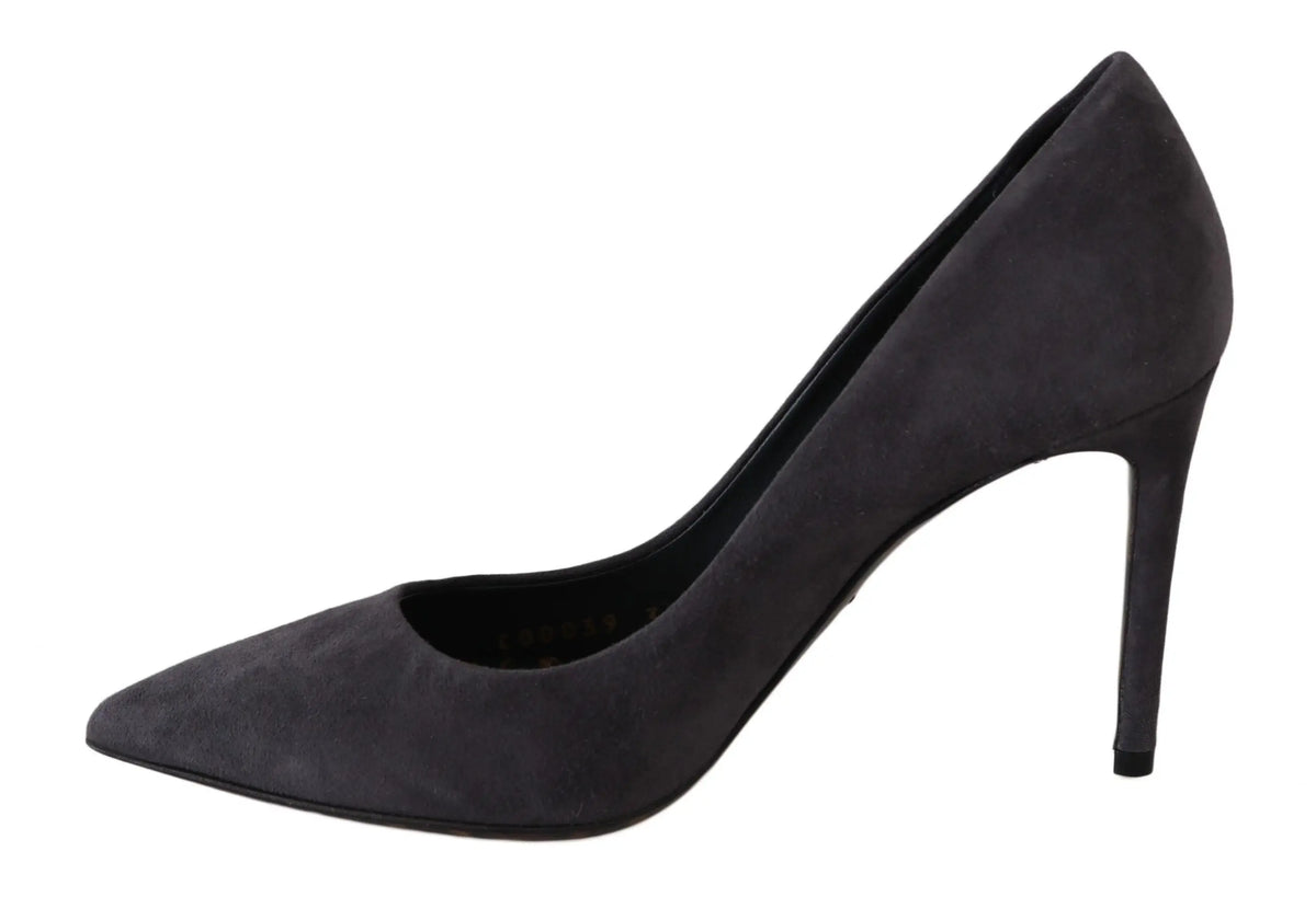 Dolce & gabbana gray suede leather stiletto shoes with black suede pointed-toe pump and slender high heel