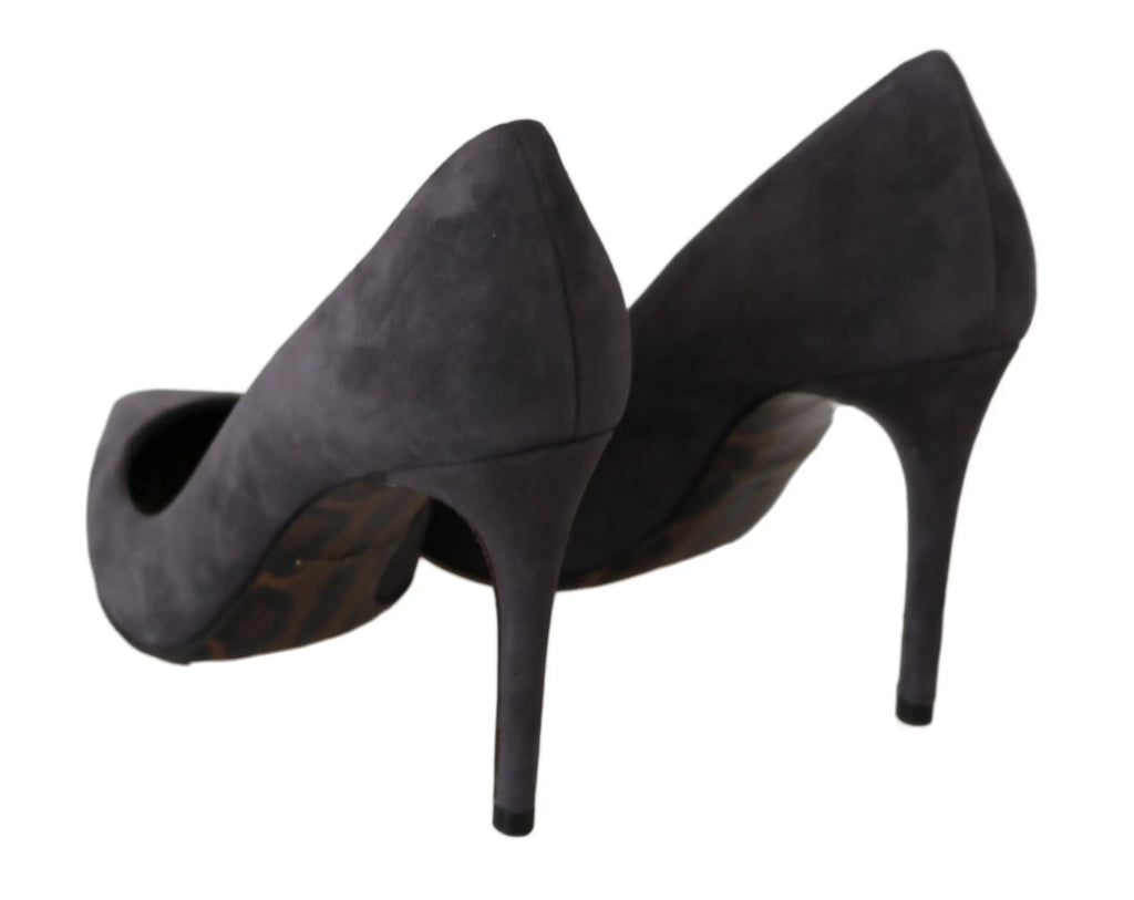 Dolce & gabbana escarpins gris en cuir suédé avec talons aiguilles et bout pointu élégant