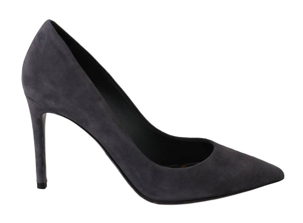 Dolce & gabbana escarpins gris en daim à talons aiguilles fins et bout pointu